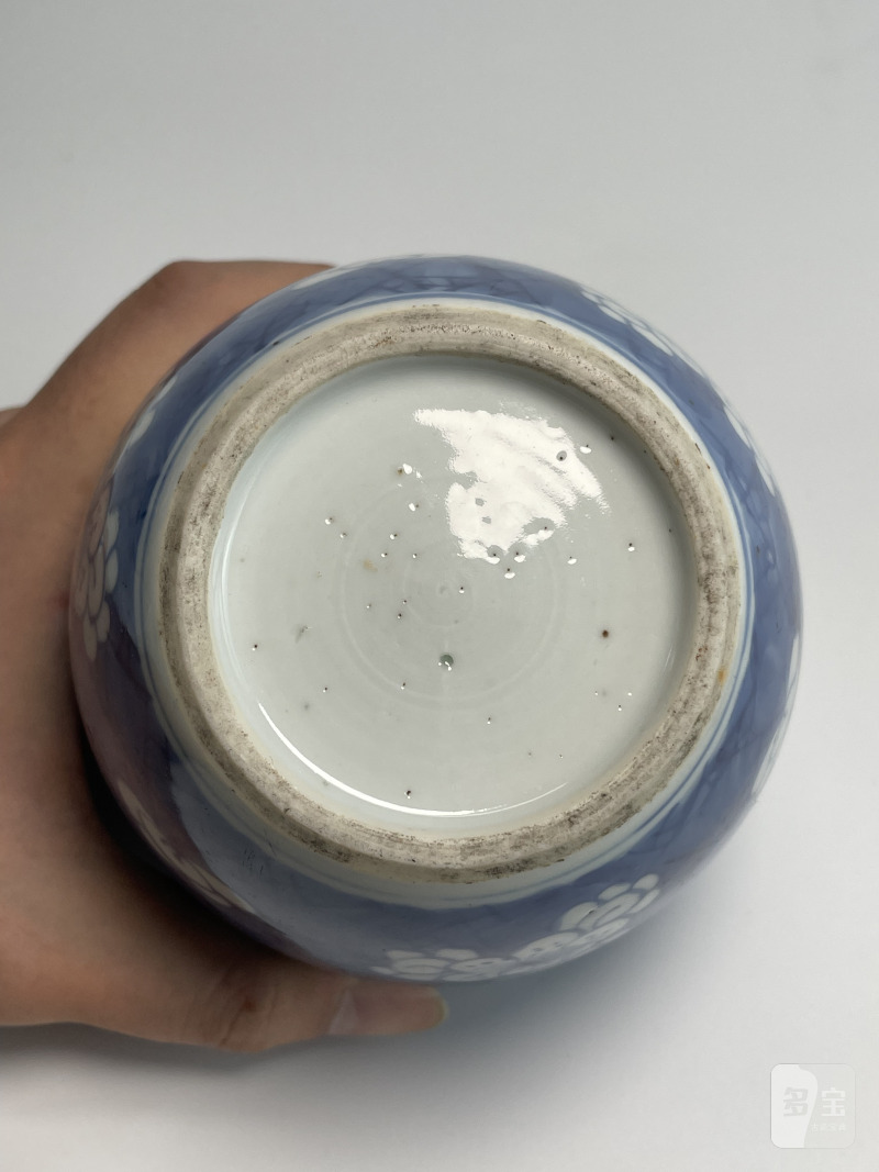 清康熙 青花冰梅罐一组两件 - 图11